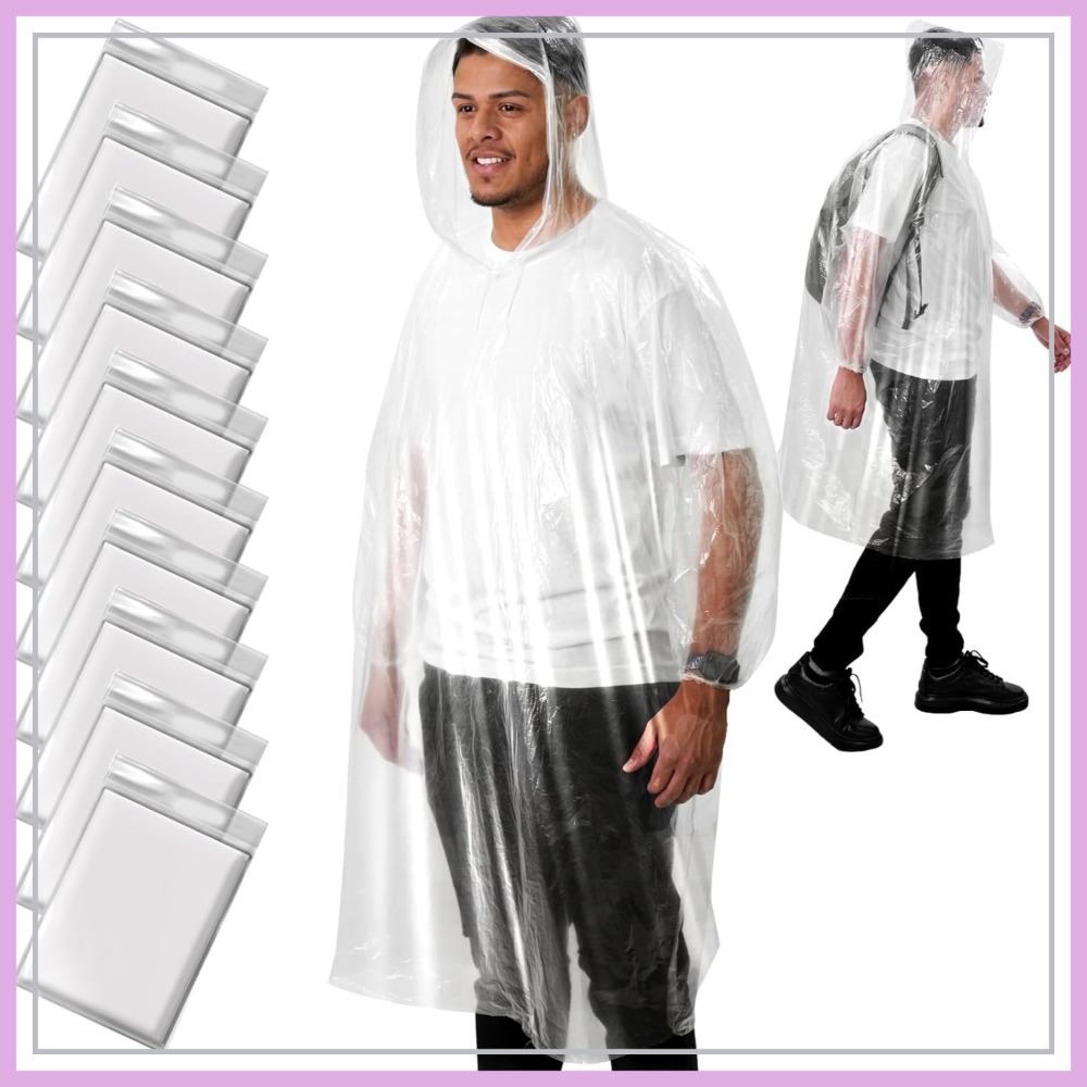 Emergency Poncho Rain - Disposable Rain Poncho for Adults Waterproof