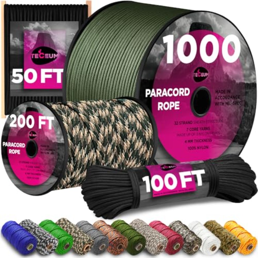 Para Cord 1000Ft - Paracord Rope 750 lb 1000ft/ 200ft/