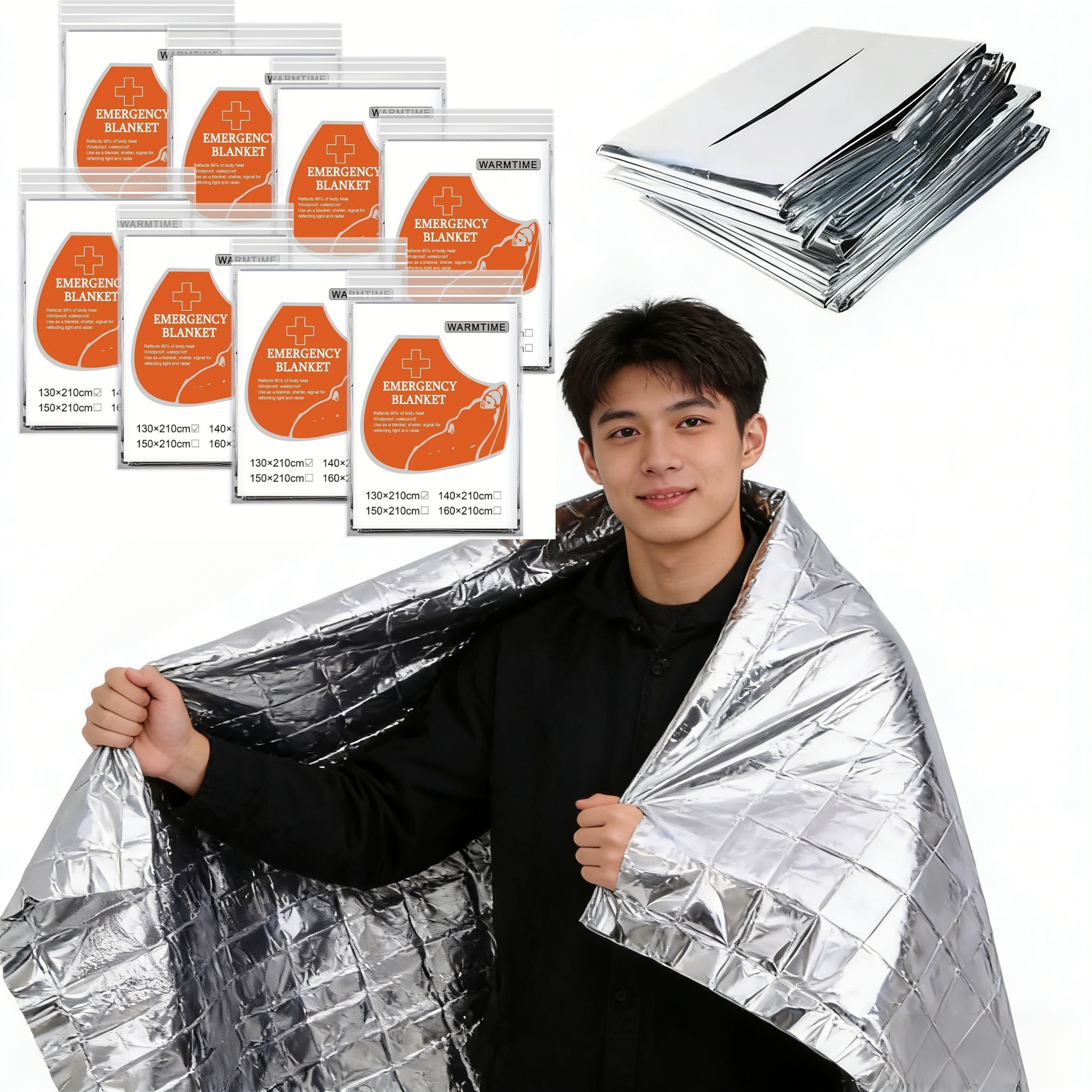Survival Blanket Reflective - Foldable Reflective Survival Blanket, Windproof Lightweight