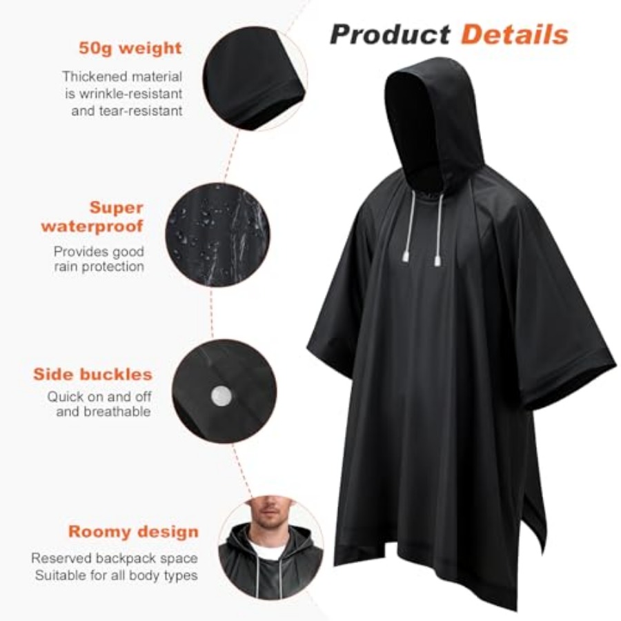 8 Pack Hooded Rain Ponchos for - Emergency Poncho Rain recensie en prijs