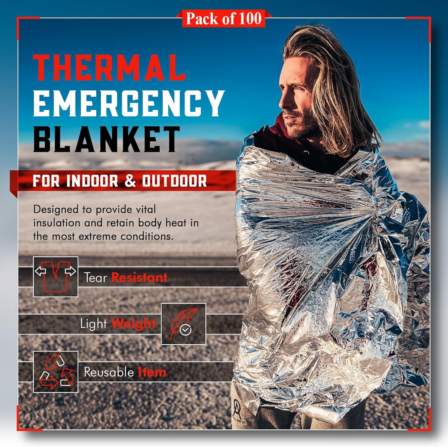 100-Pack Reflective Thermal Bl - Survival Blanket Reflective recensie en prijs