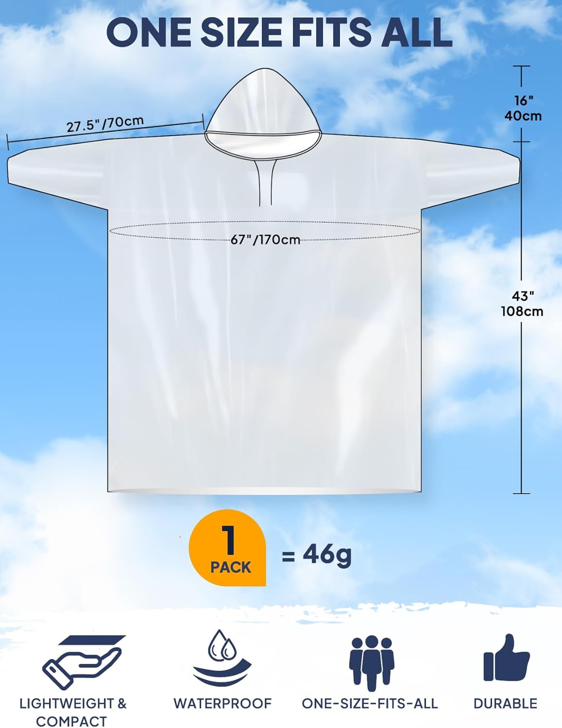Disposable Rain Poncho for Adu - Emergency Poncho Rain recensie en prijs