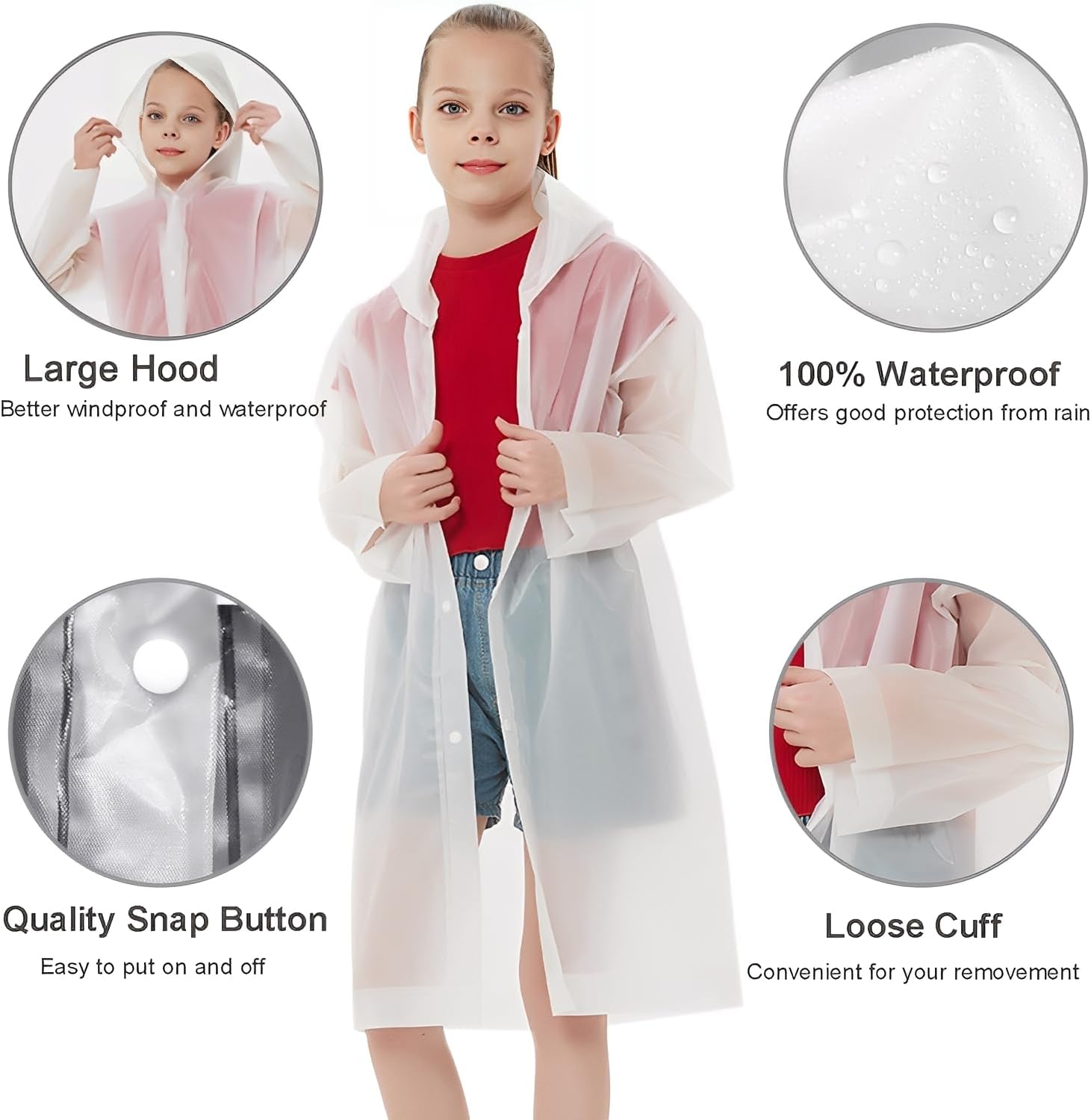 Kids Rain Ponchos Reusable wit - Emergency Poncho Rain recensie en prijs
